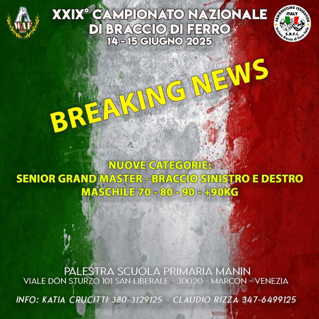 SBFI - Sezione Braccio di Ferro Italia - Campionato Italiano 2025 Gran Master breaking news